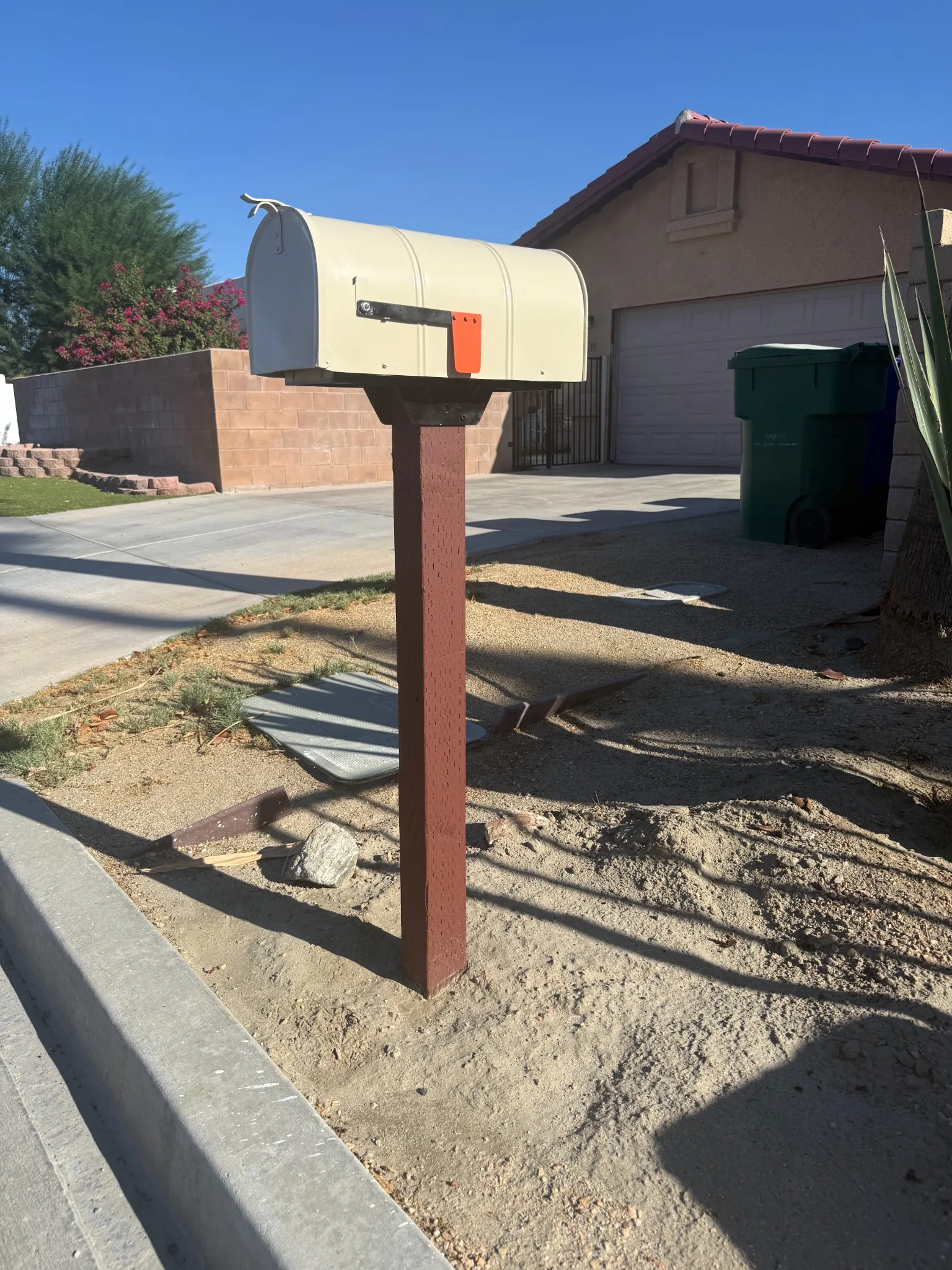 New mailbox post with repainted existing mailbox installed in La Quinta by G&P Property Solutions LLC